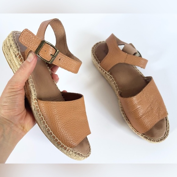 Soludos Eden Tan Leather Espadrille Sandals in Camel - Picture 4 of 13